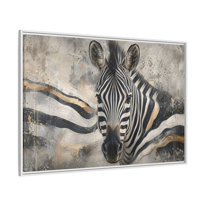 Side Mockup 7. Animals Zebra Black White Gold shown as stretched canvas wall art