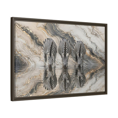 Side Mockup 11. Animals Zebras Black White Gold shown as stretched canvas wall art