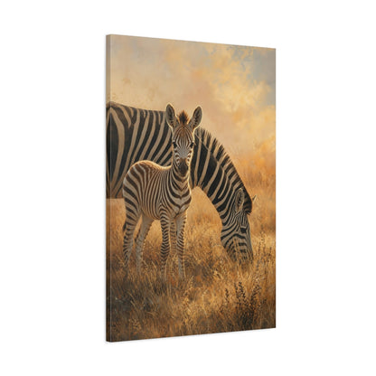 Main Mockup. Animals Zebras Golden Zebras shown as stretched canvas wall art