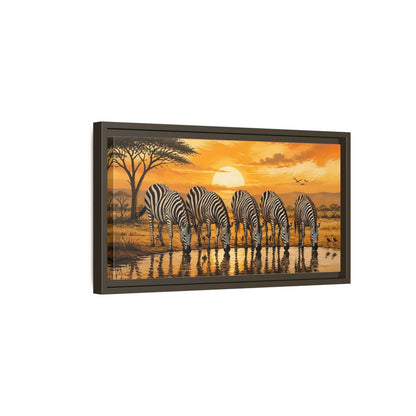 Side Mockup 7. Animals Zebras Orange And Black shown as stretched canvas wall art
