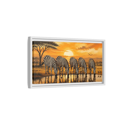 Side Mockup 6. Animals Zebras Orange And Black shown as stretched canvas wall art