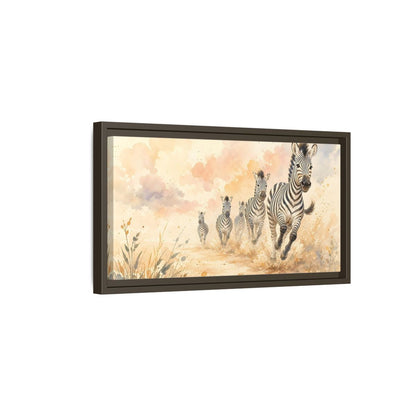 Side Mockup 7. Animals Zebras Watercolor Zebras shown as stretched canvas wall art