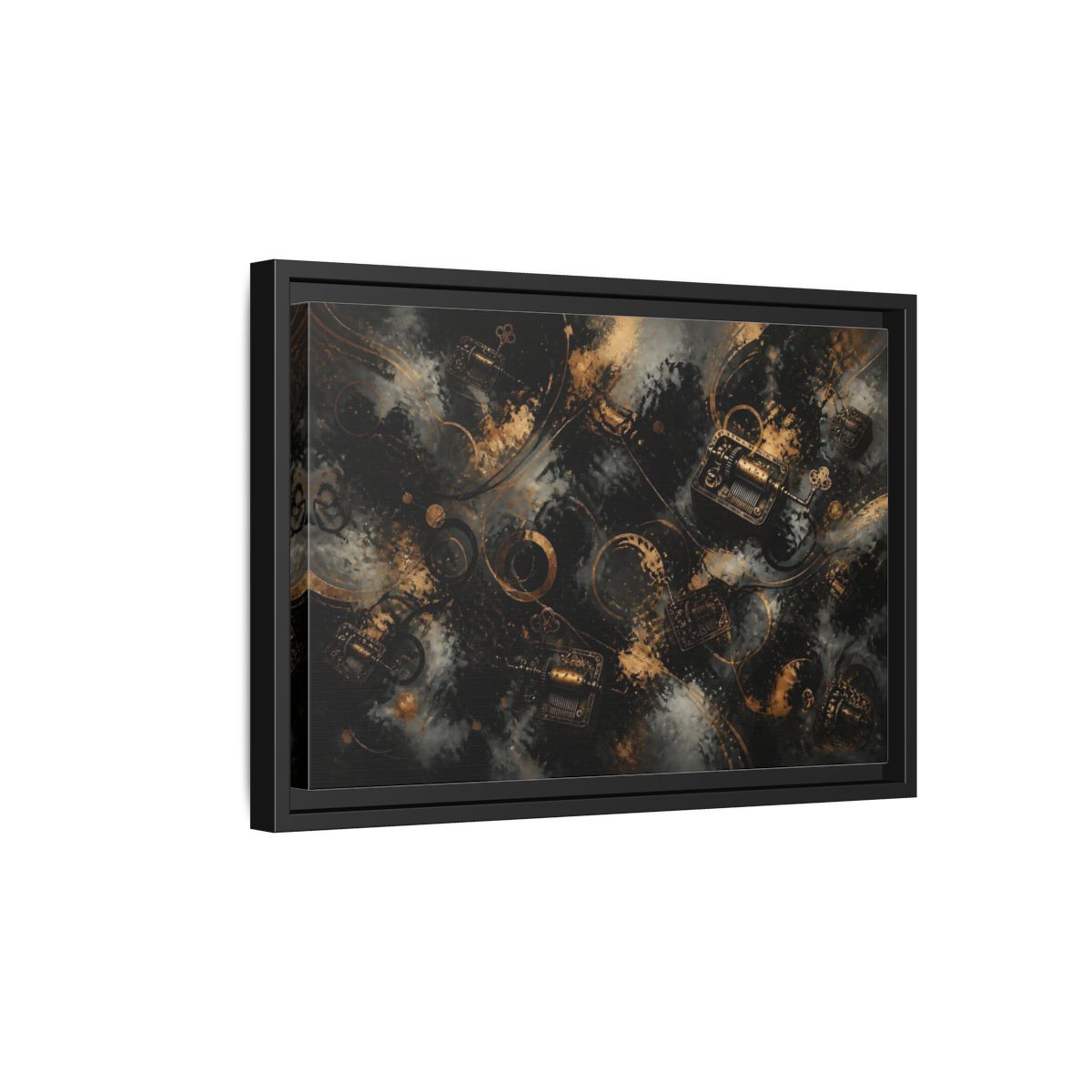 Side Mockup 6. Antique Music Box Melody shown as framed canvas print