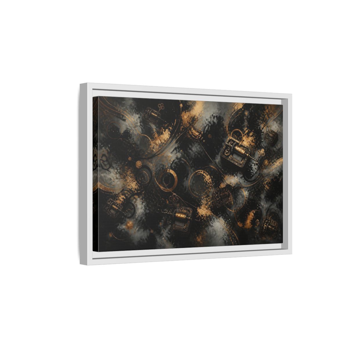 Side Mockup 4. Antique Music Box Melody shown as framed canvas print