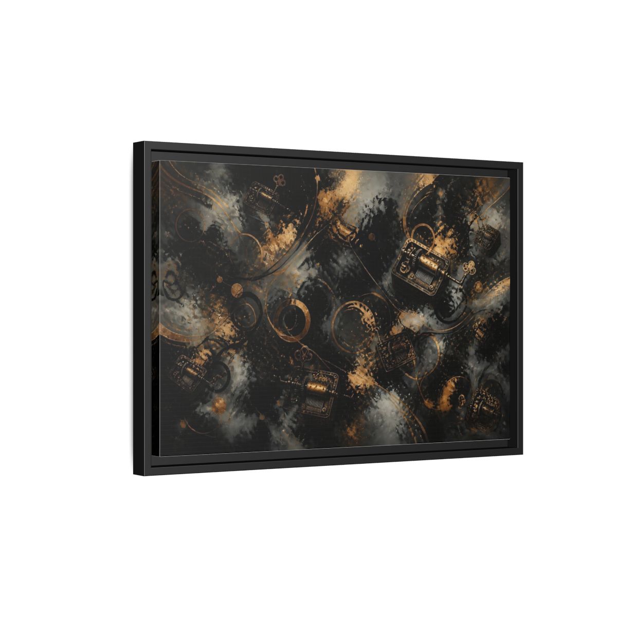 Side Mockup 3. Antique Music Box Melody shown as framed canvas print