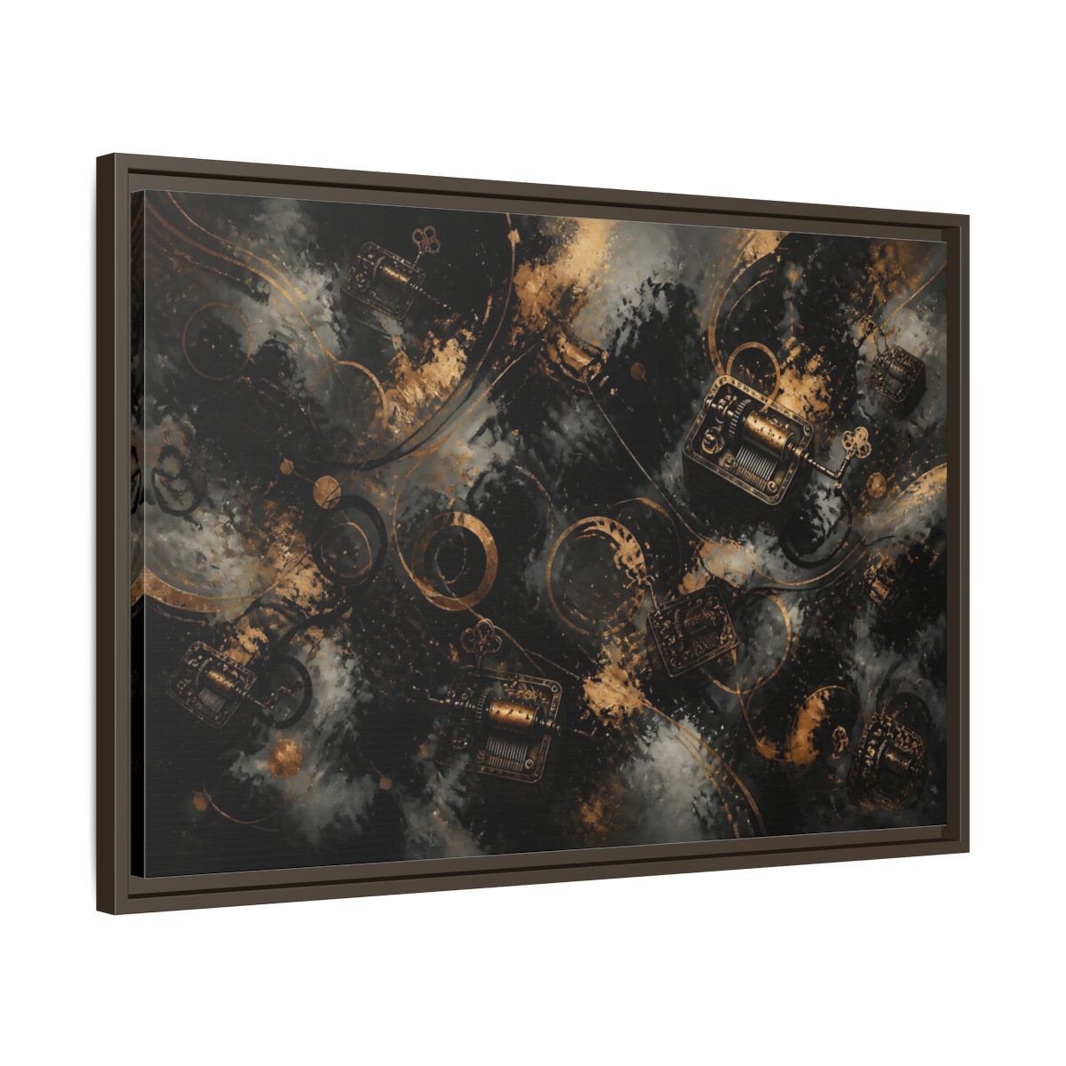 Side Mockup 11. Antique Music Box Melody shown as framed canvas print