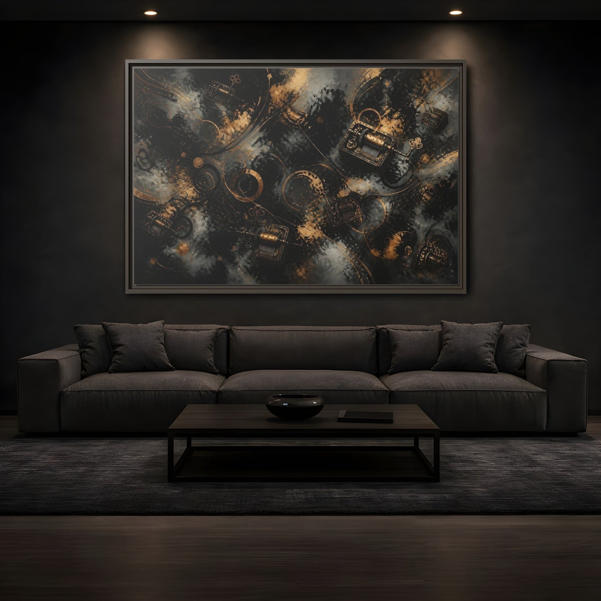 Mockup 3. Antique Music Box Melody shown as framed canvas print