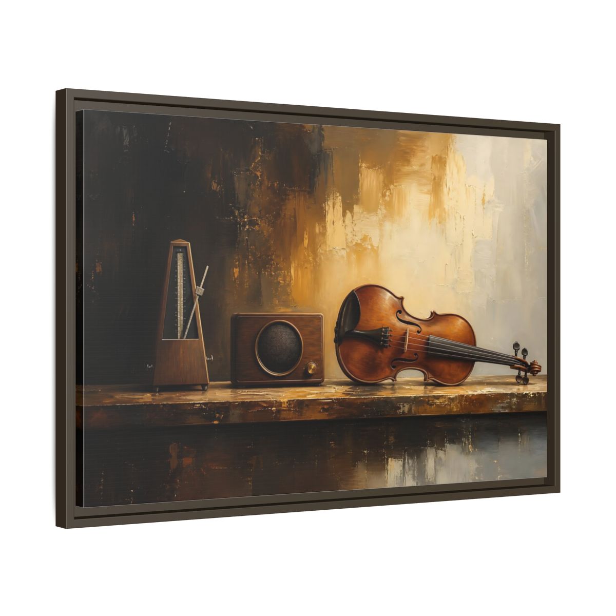 Side Mockup 11. Antique Violin Still Life shown as framed canvas print
