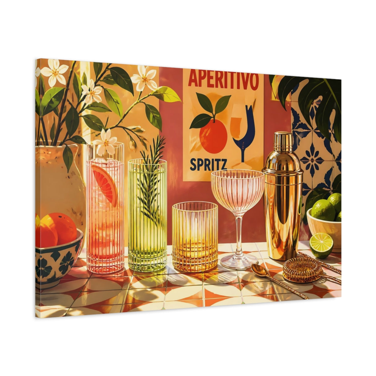 Main Mockup. Aperitivo Spritz Bar shown as canvas print