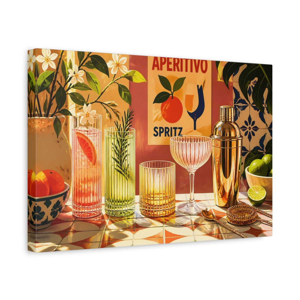 Side Mockup 4. Aperitivo Spritz Bar shown as canvas print