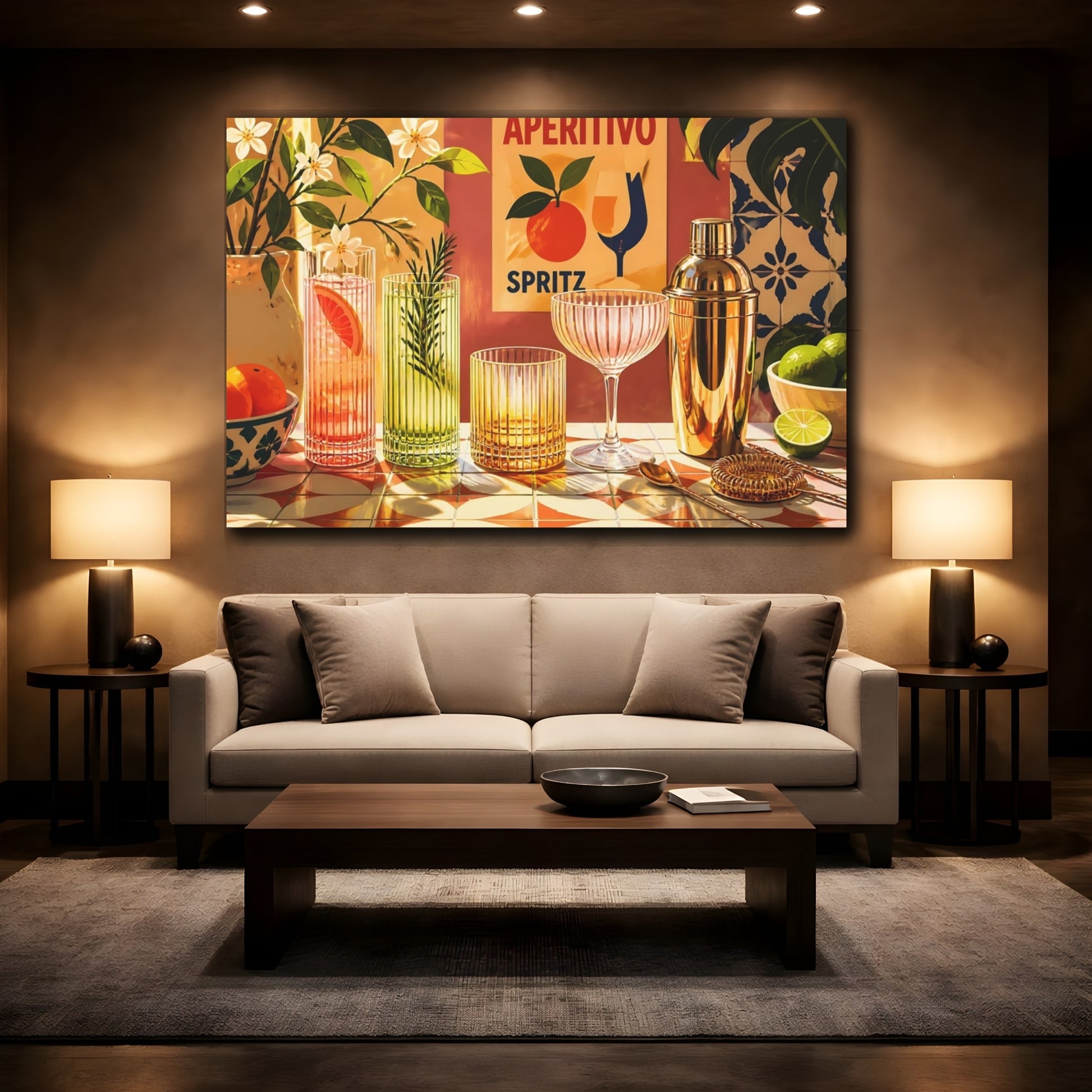 Mockup 2. Aperitivo Spritz Bar shown as canvas print
