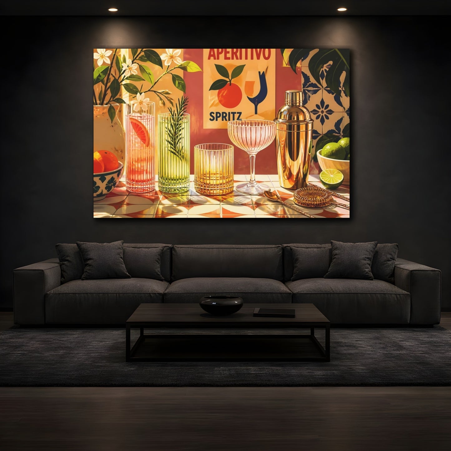 Mockup 3. Aperitivo Spritz Bar shown as canvas print