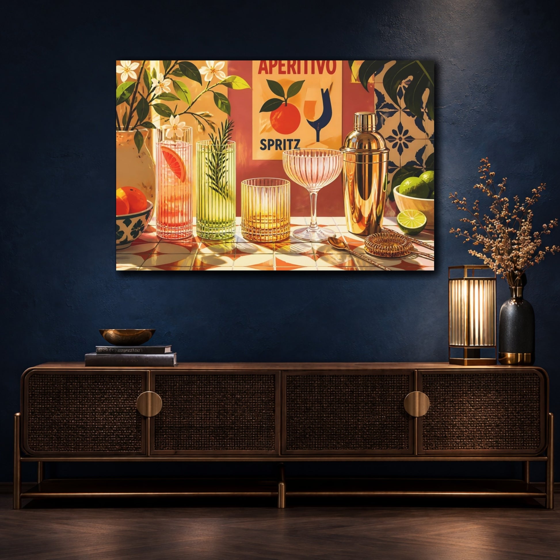 Mockup 4. Aperitivo Spritz Bar shown as canvas print