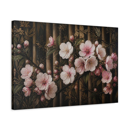 Side Mockup 3. Apple Blossom Flowers shown as canvas print