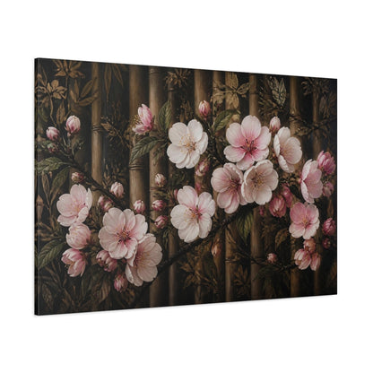 Side Mockup 1. Apple Blossom Flowers shown as canvas print