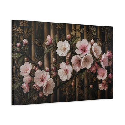 Side Mockup 2. Apple Blossom Flowers shown as canvas print