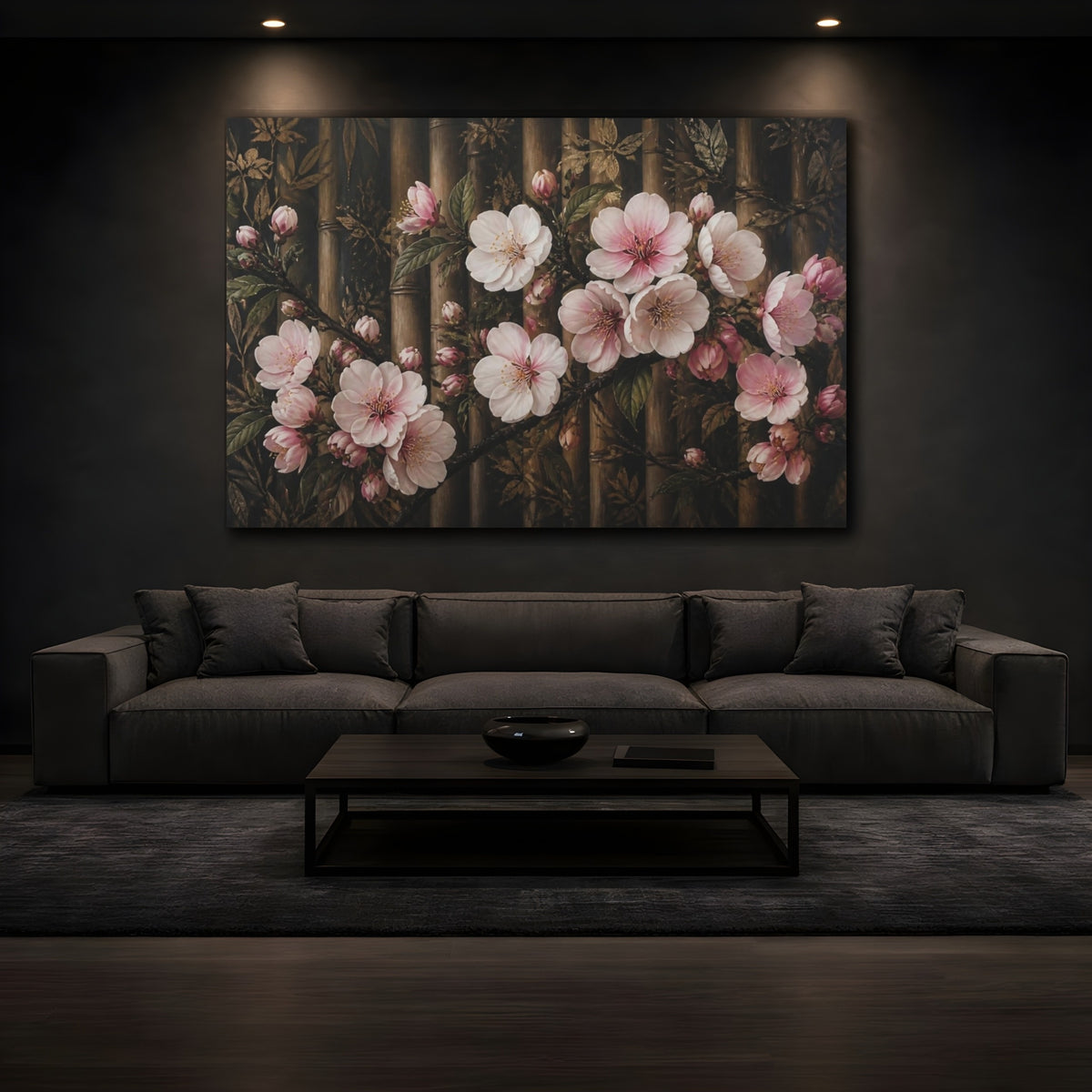 Mockup 3. Apple Blossom Flowers shown as canvas print