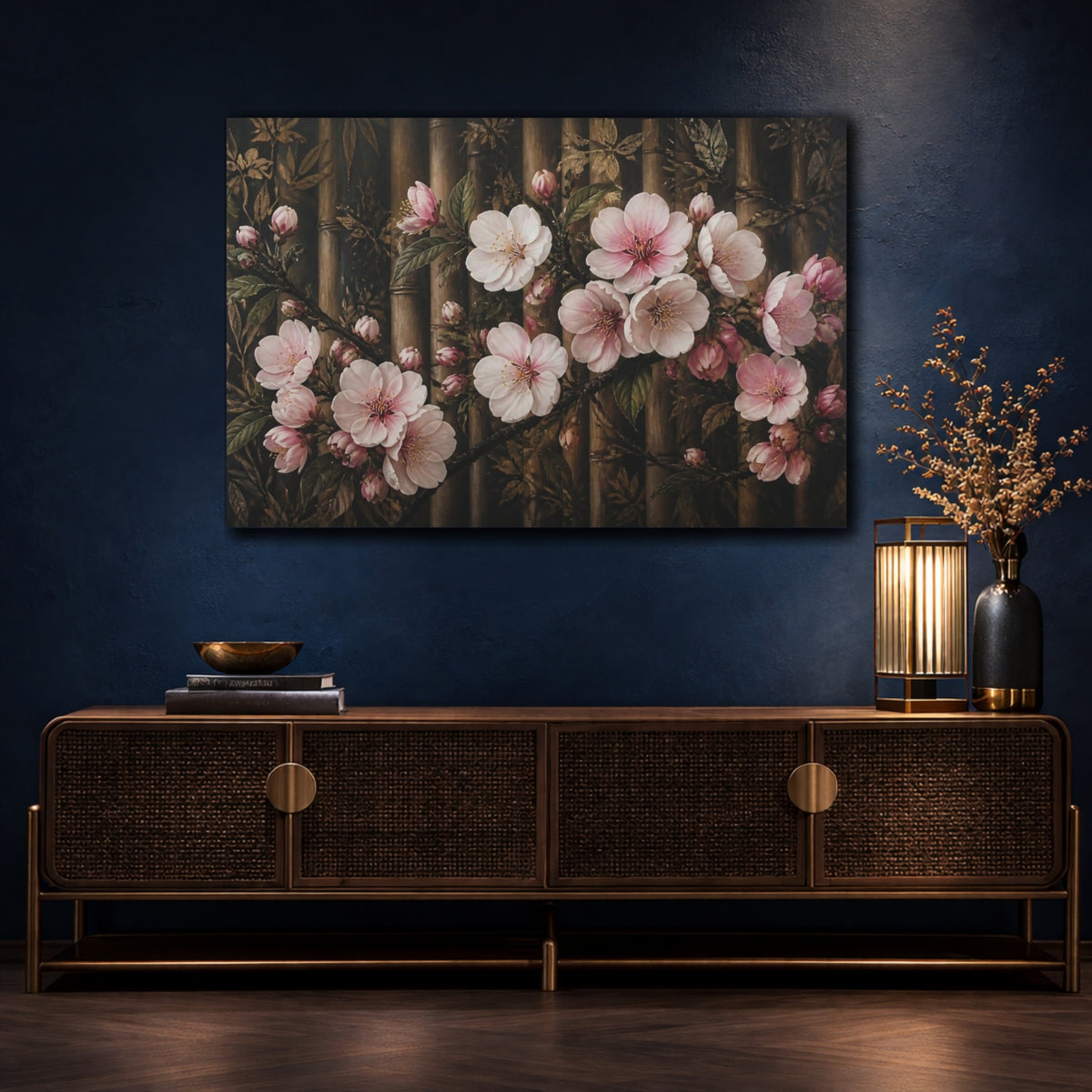 Mockup 4. Apple Blossom Flowers shown as canvas print