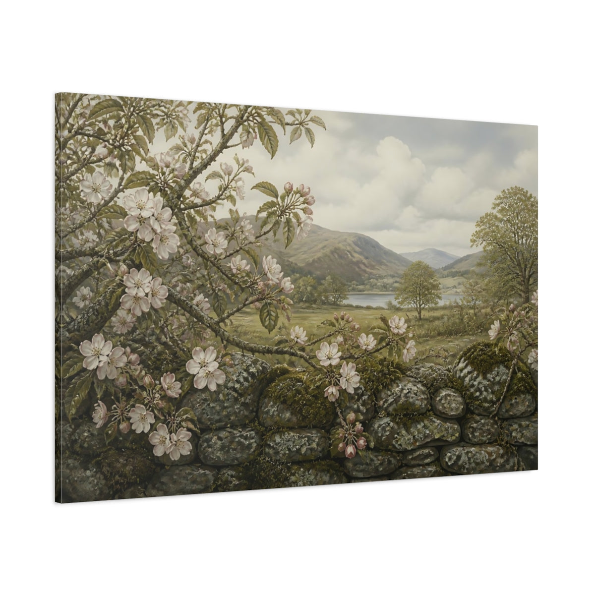 Side Mockup 1. Apple Blossom Valley View shown as canvas print
