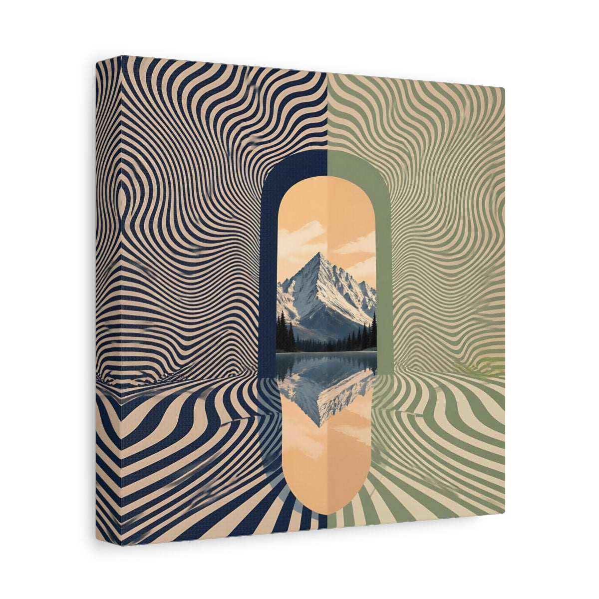 Side Mockup 9. Apricot Mountain Portal shown as canvas print