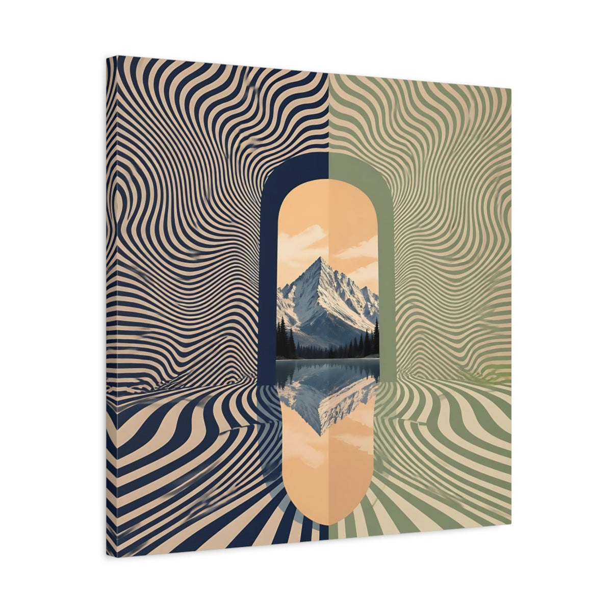 Side Mockup 4. Apricot Mountain Portal shown as canvas print
