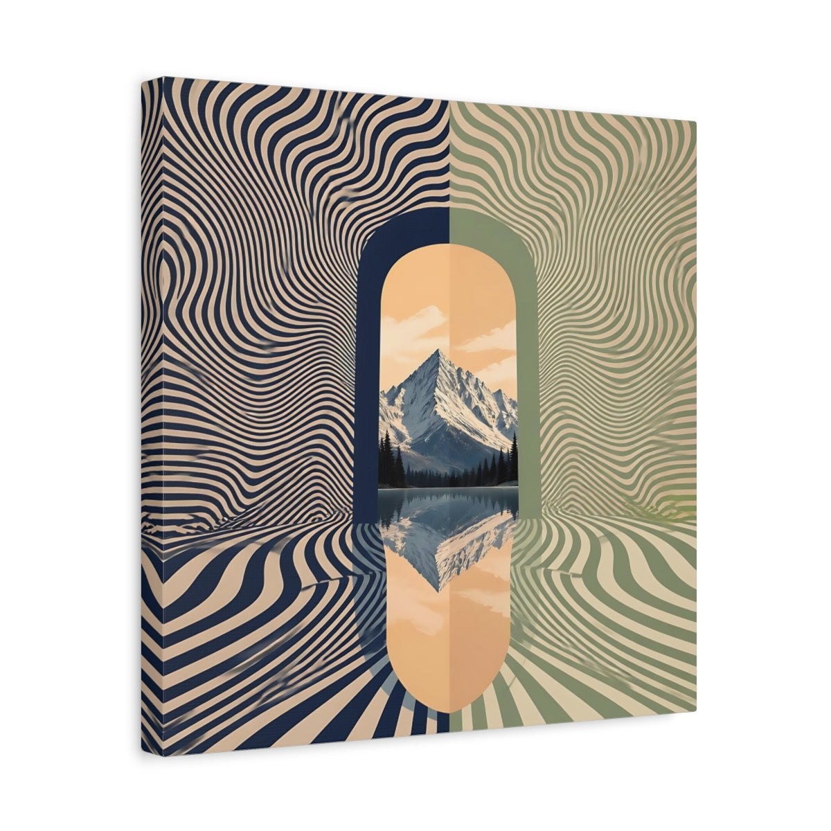 Side Mockup 6. Apricot Mountain Portal shown as canvas print