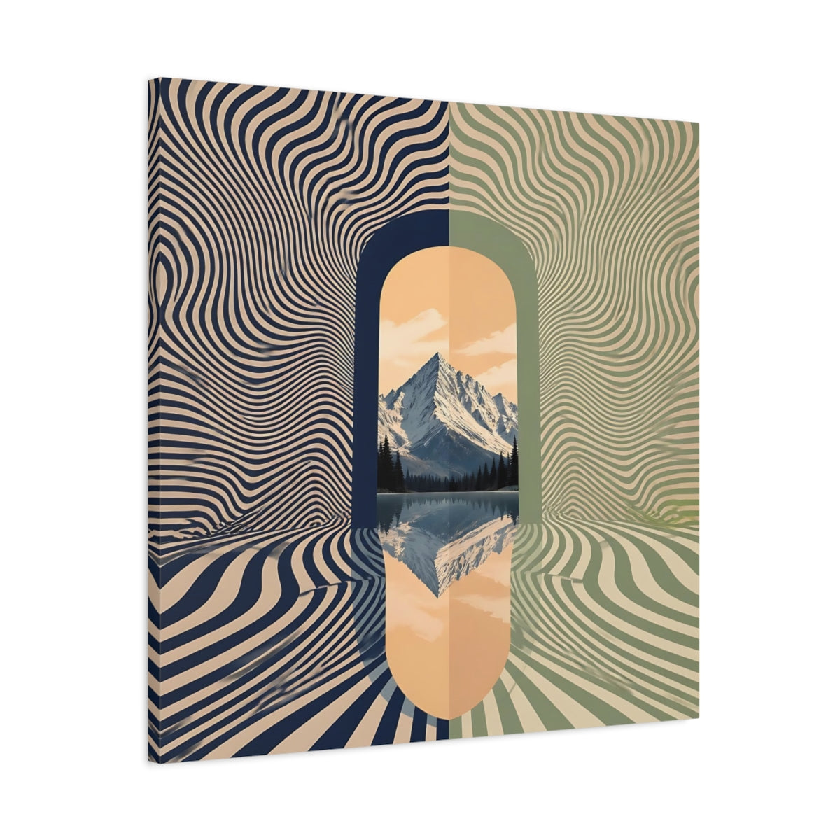Side Mockup 3. Apricot Mountain Portal shown as canvas print