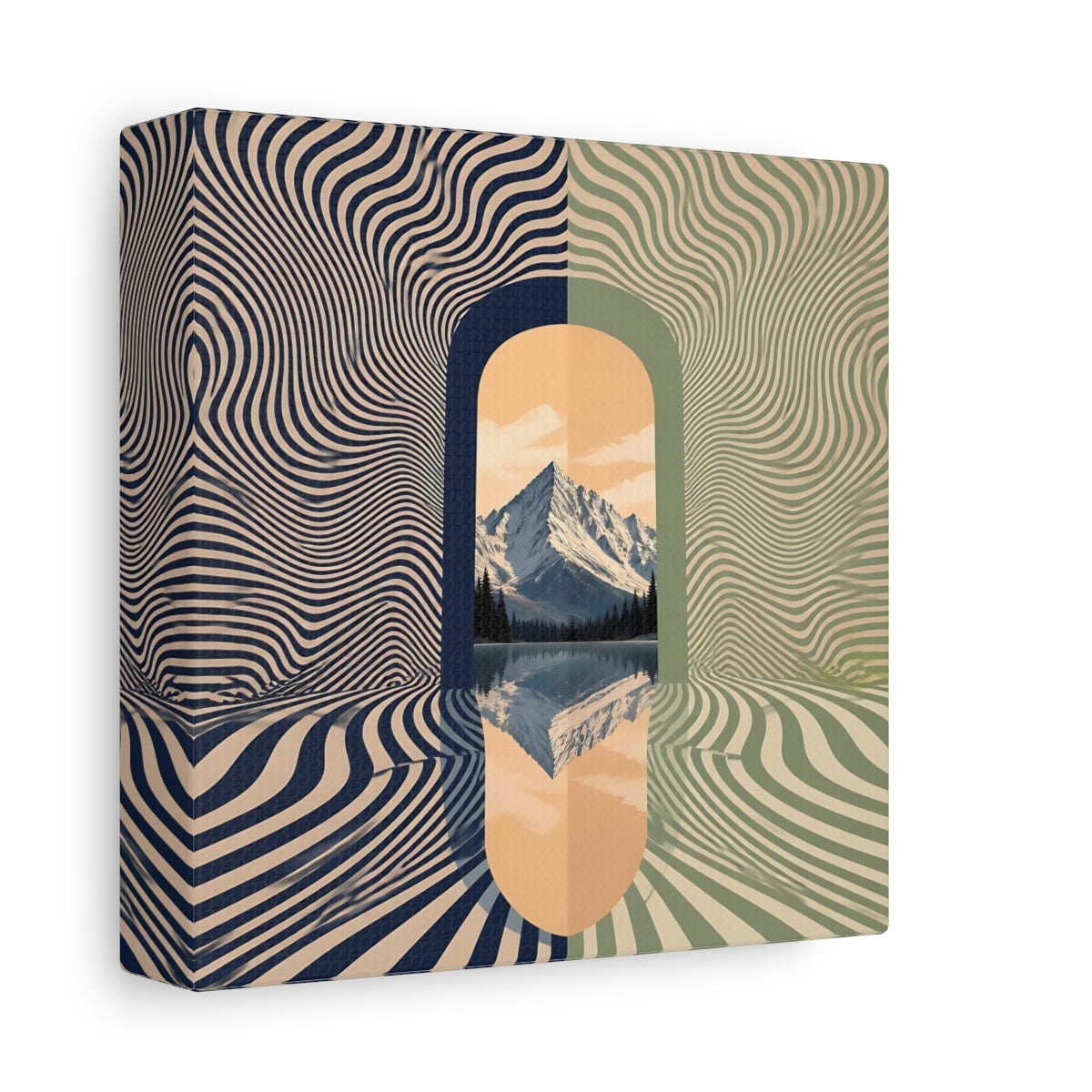Side Mockup 2. Apricot Mountain Portal shown as canvas print