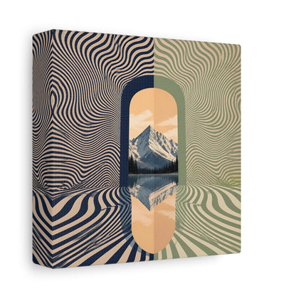 Side Mockup 2. Apricot Mountain Portal shown as canvas print