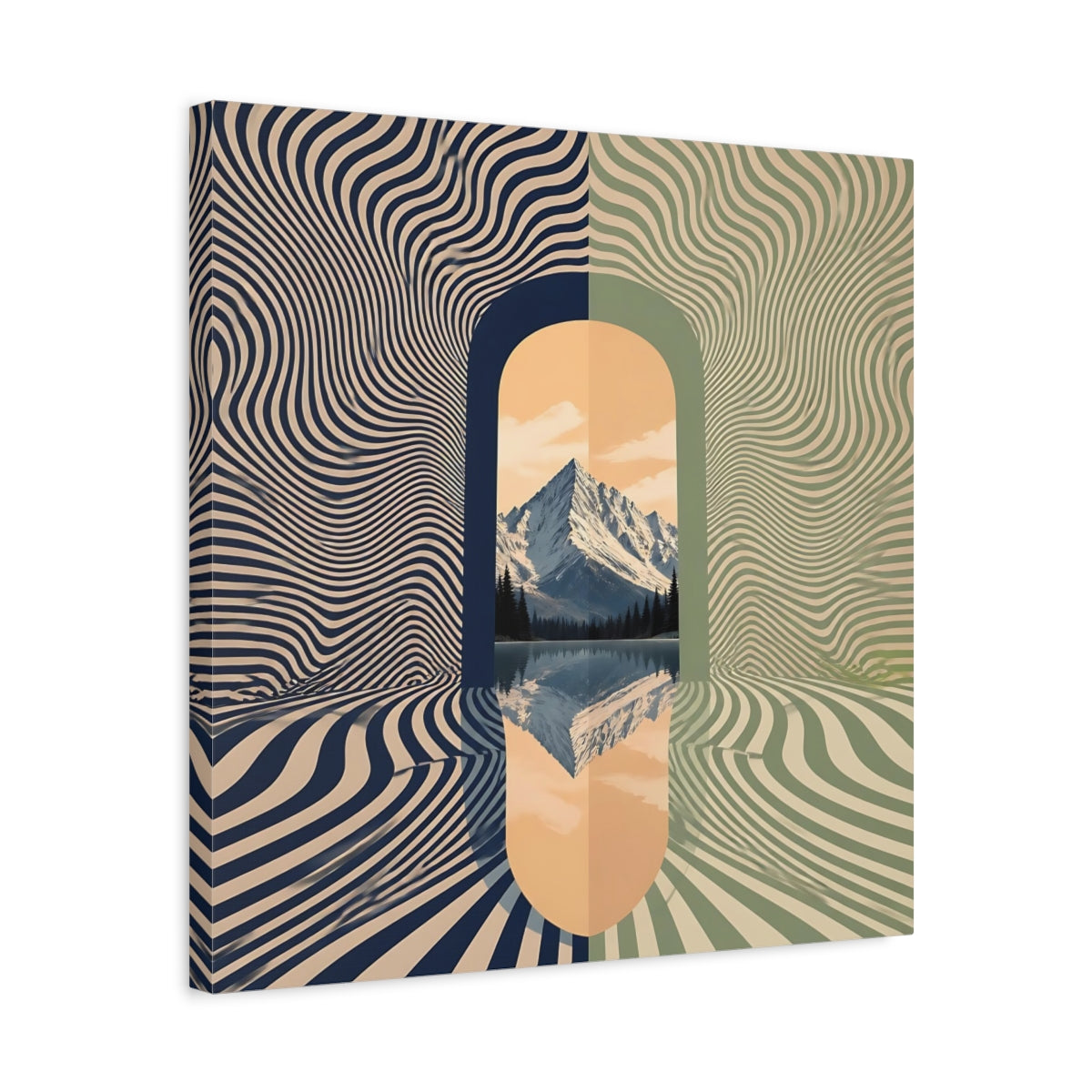 Side Mockup 5. Apricot Mountain Portal shown as canvas print