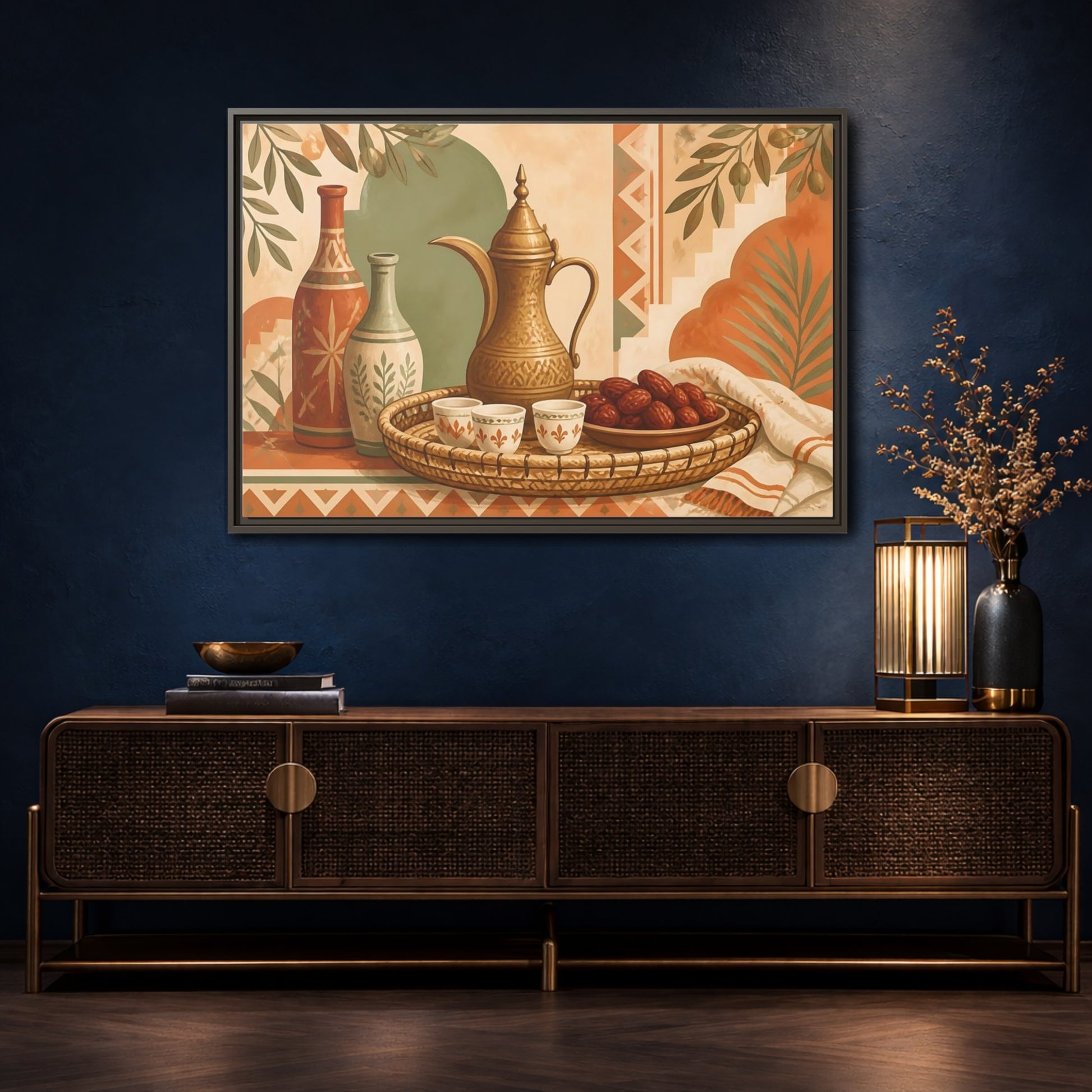 Mockup 4. Arabic Coffee And Dates shown as framed canvas print