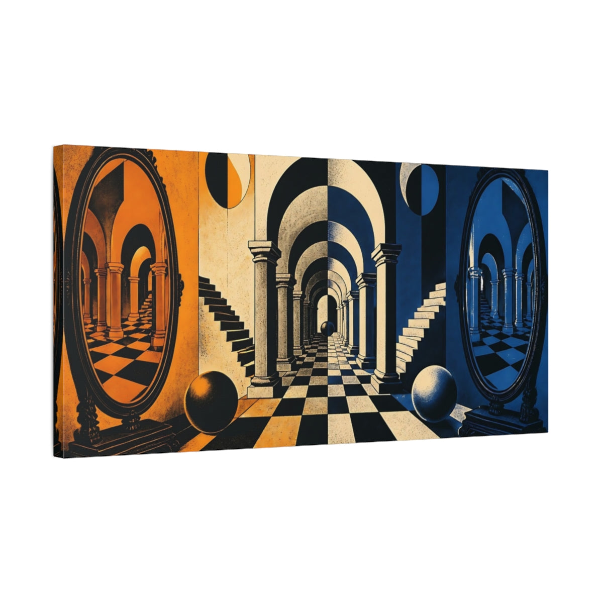 Side Mockup 1. Arched Corridor Illusion shown as canvas print