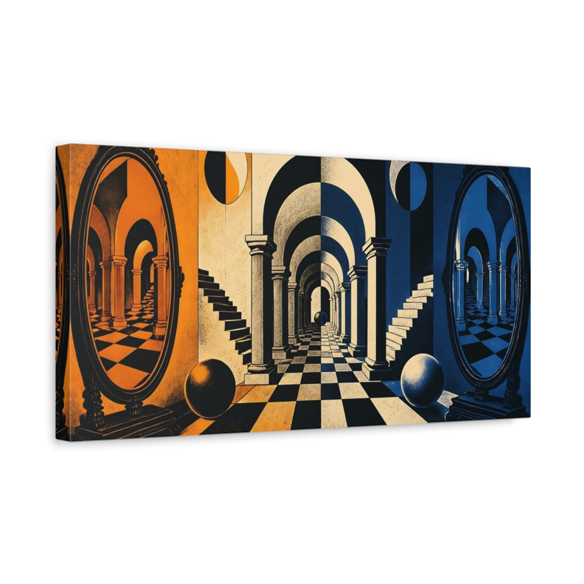 Side Mockup 3. Arched Corridor Illusion shown as canvas print