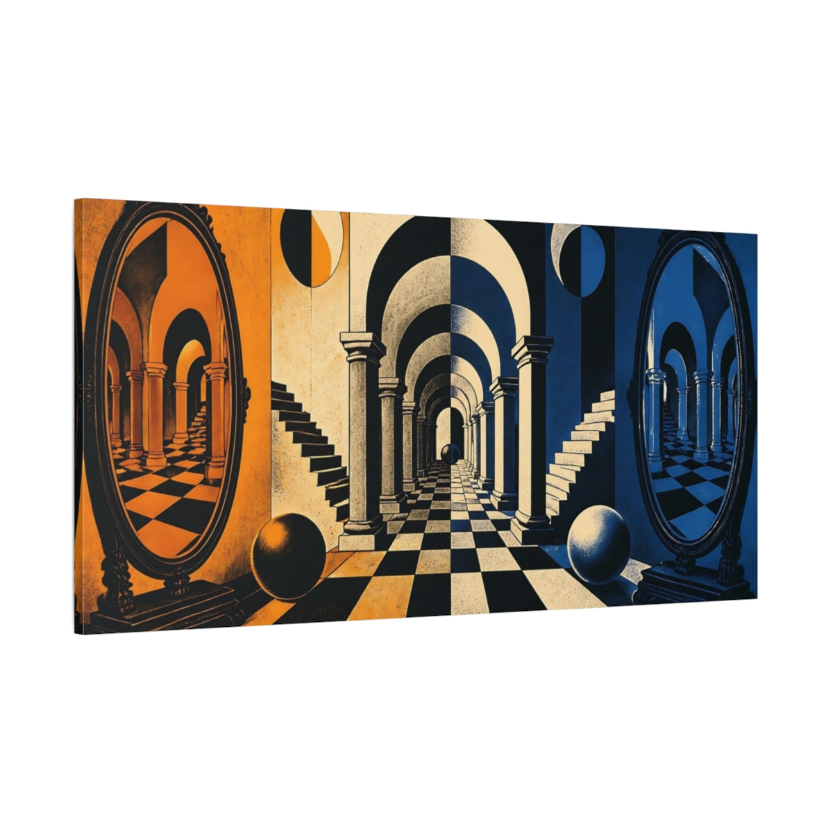 Side Mockup 2. Arched Corridor Illusion shown as canvas print