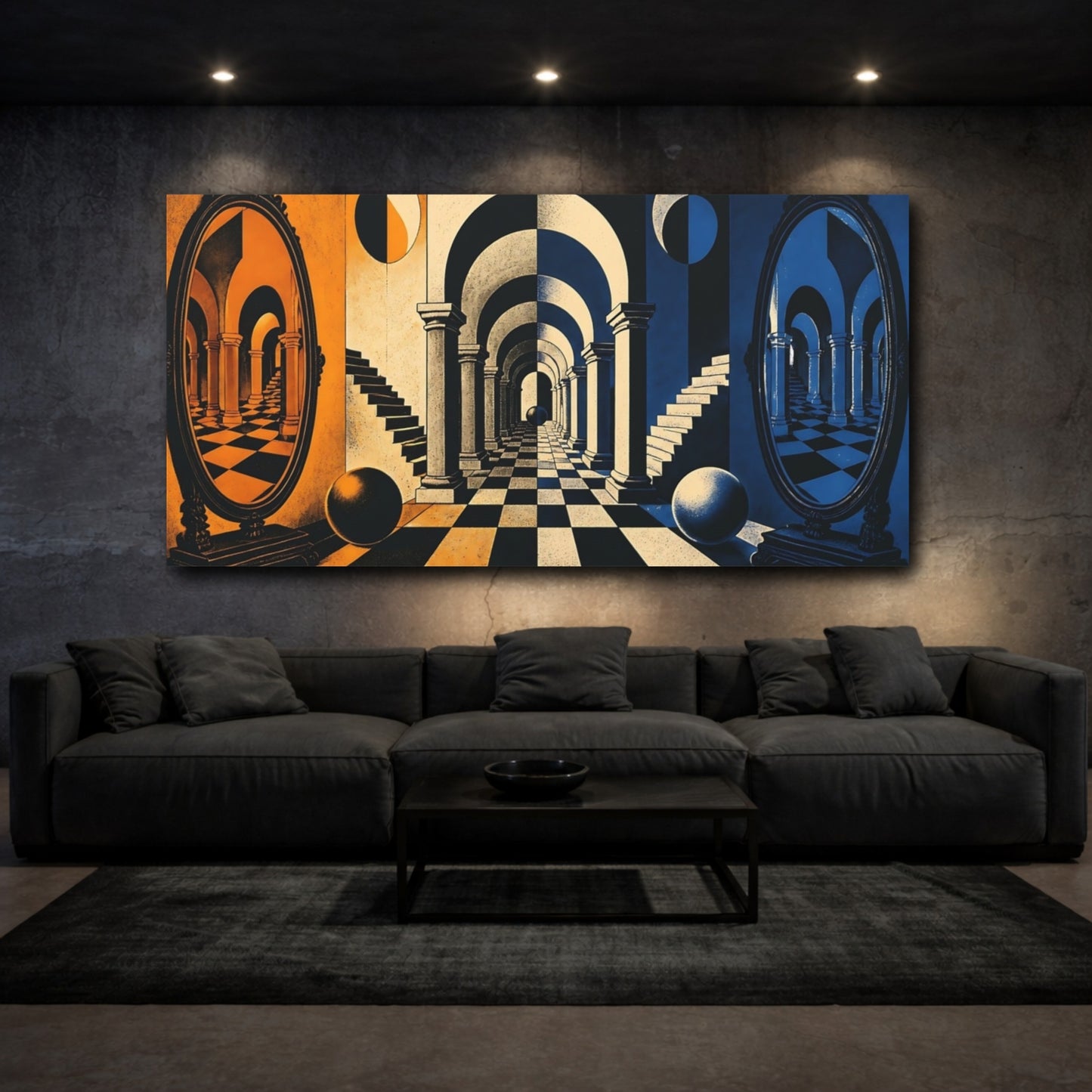Mockup 3. Arched Corridor Illusion shown as canvas print