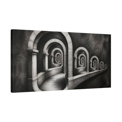 Side Mockup 1. Arched Illusion Corridor shown as canvas print
