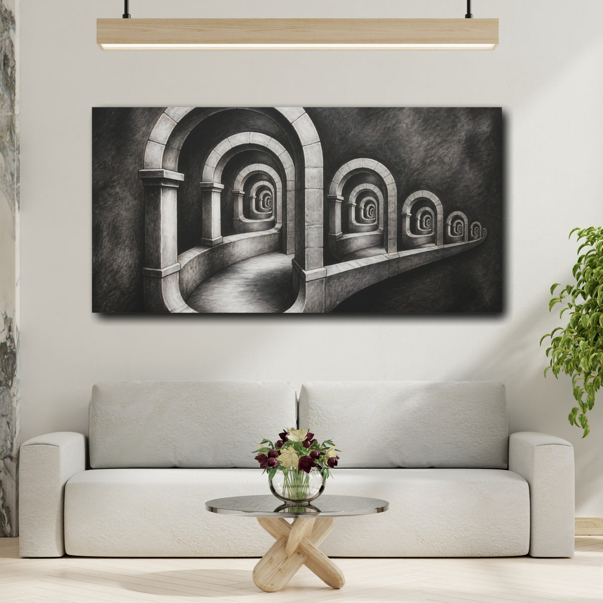 Mockup 2. Arched Illusion Corridor shown as canvas print