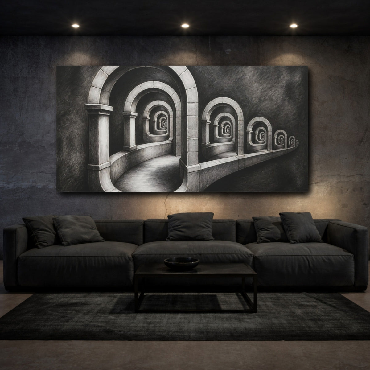 Mockup 3. Arched Illusion Corridor shown as canvas print