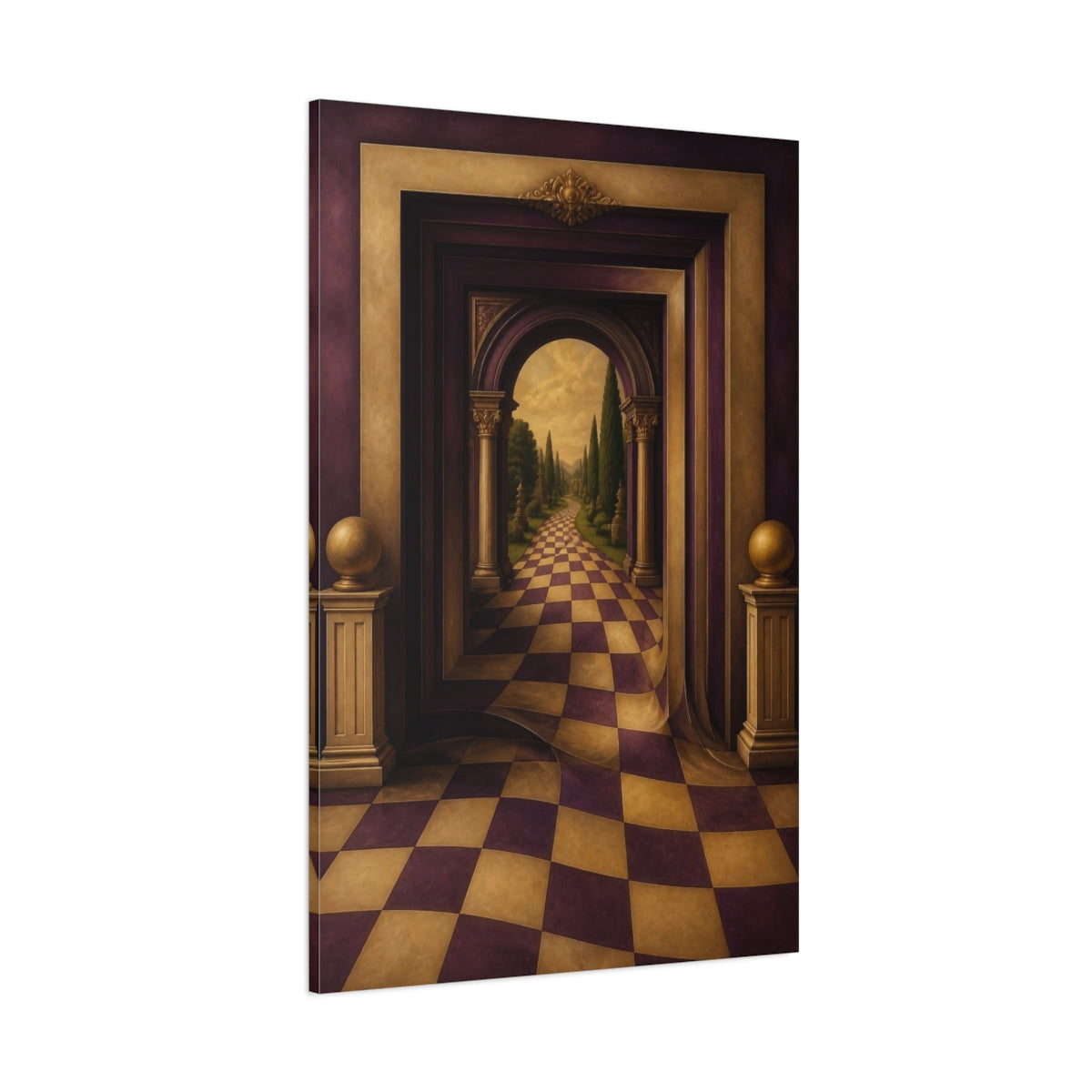 Side Mockup 1. Archway Illusion Path shown as canvas print