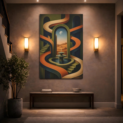 Mockup 2. Archway Illusion With Fountain shown as canvas print