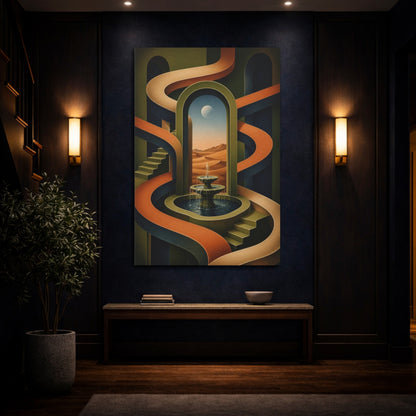 Mockup 4. Archway Illusion With Fountain shown as canvas print
