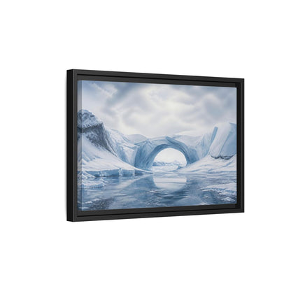 Side Mockup 6. Arctic Ice Arch Landscape shown as framed canvas print