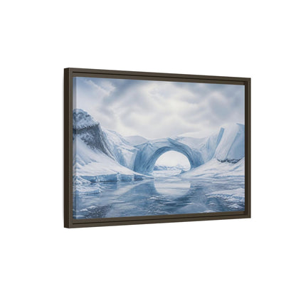 Side Mockup 2. Arctic Ice Arch Landscape shown as framed canvas print