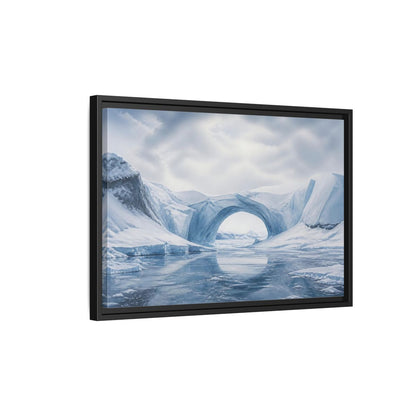 Side Mockup 3. Arctic Ice Arch Landscape shown as framed canvas print
