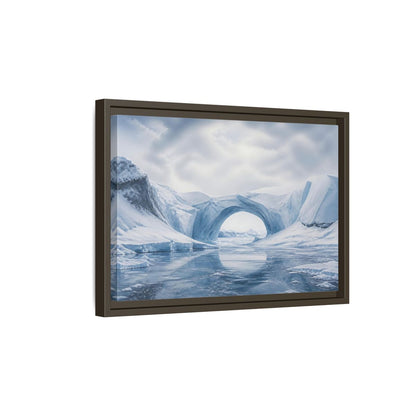 Side Mockup 5. Arctic Ice Arch Landscape shown as framed canvas print