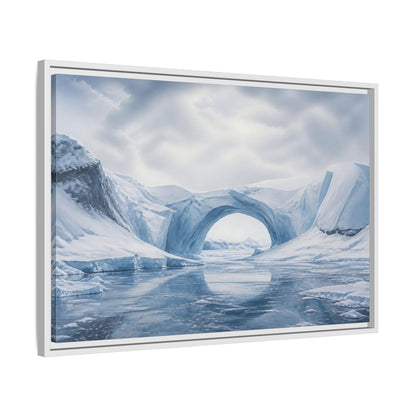 Side Mockup 10. Arctic Ice Arch Landscape shown as framed canvas print