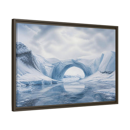 Side Mockup 11. Arctic Ice Arch Landscape shown as framed canvas print