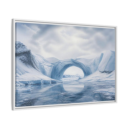 Side Mockup 9. Arctic Ice Arch Landscape shown as framed canvas print
