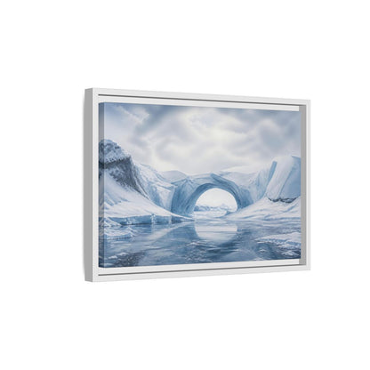 Side Mockup 4. Arctic Ice Arch Landscape shown as framed canvas print