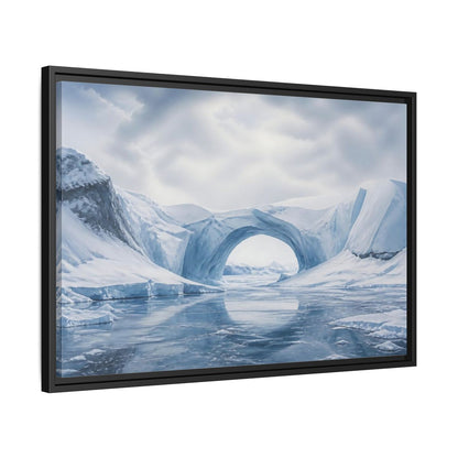 Side Mockup 14. Arctic Ice Arch Landscape shown as framed canvas print
